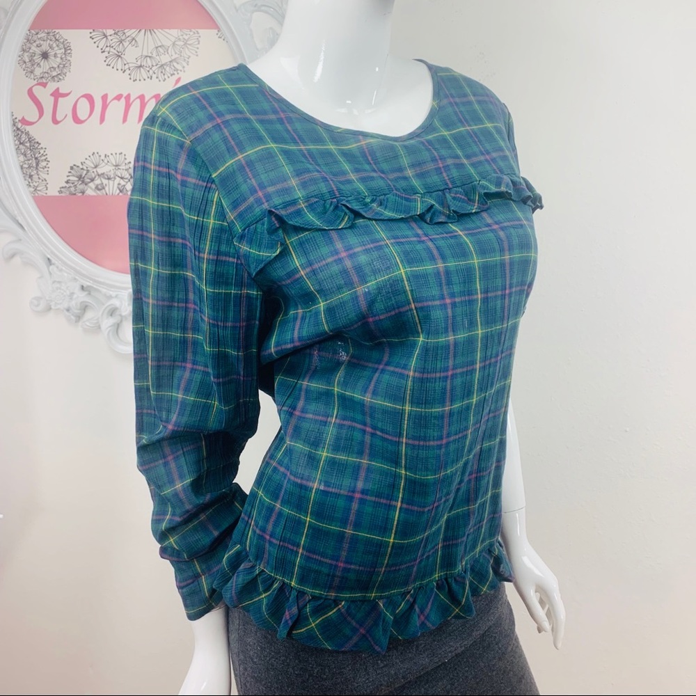 Tommy Hilfiger / Plaid Ruffled Green Blue Yellow